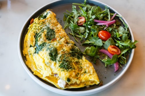 Omelette and salad on a plate
